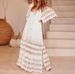 European And American Women's Clothing Spring And Summer New Fashion Solid Color Lace Dress Temperament Elegant Dress Party Long Skirt_ecoleips.com