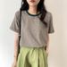 Striped Women's Summer Loose Korean Version Of Short Sleeve Color Matching Half Sleeve Women's T-Shirt Jacket Wholesale_ecoleips.com