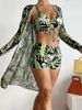 New Foreign Trade Bikini Three-piece Set With Digital Print Cover-up Flat-leg Pants For Women On And_ecoleips.com