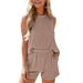 Women's Clothing Twisted Stripe Sleeveless Vest Shorts Striped Two Piece Suit_ecoleips.com