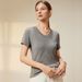 2025 New T-shirt Soft U-neck Short-sleeved Top Looks Thin_ecoleips.com