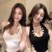 Sultry And Elegant Metallic Chain Low-neck Halter With Chest Pads For Women, Sexy Backless Top_ecoleips.com