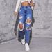 European And American Blue Ripped High-Waisted Straight-Leg Jeans For Women Fashion Versatile Long Pants_ecoleips.com