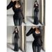 Women's Korean Style V Neck off Shoulder Long Sleeve T-Shirt Slim Fit High Elasticity Spring Summer Innerwear Alluring Face Mask Top_ecoleips.com