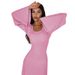 Fashion Loose U Neck Back Lace Up Long Sleeve Dress Wholesale Casual Elegant Womens Daily Wear Party Dress For All Seasons_ecoleips.com