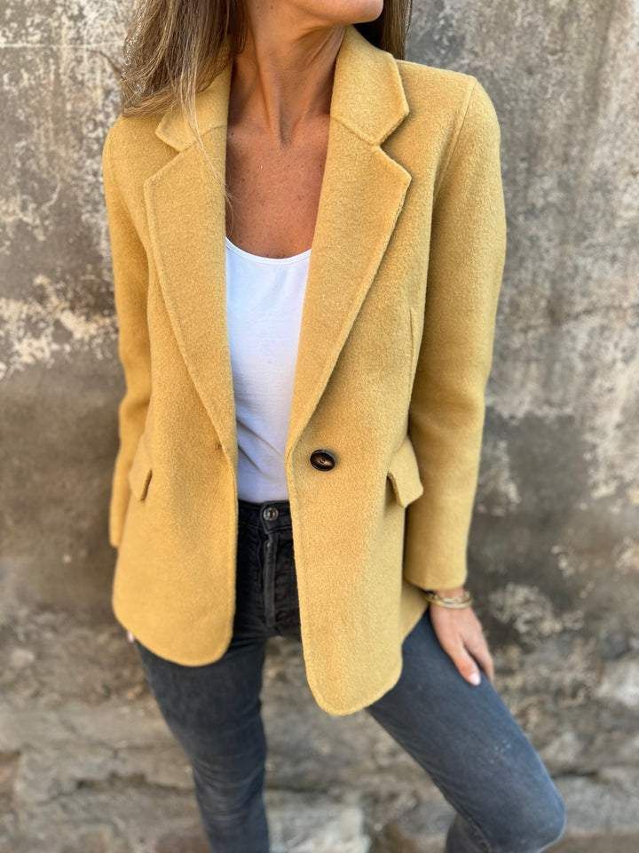 New Women's Casual Wool Lapel Button Pocket Suit Jacket_ecoleips.com