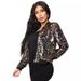 Women's Sequined Cardigan Jacket Long Sleeved Zip up Colorful Design for Parties European American Style Outerwear_ecoleips.com
