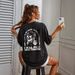 Women's Oversized Cotton Blend T-Shirt Casual Streetwear Short Sleeve round Neck Print Comfort Fit Top_ecoleips.com