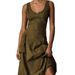 "Elegant Women's Summer Casual Dress - Lightweight Polyester, Army Green & Orange-Red, XS-XXL, Versatile For Work & Leisure"_ecoleips.com