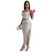 AL306 Women's Sequin Set Sexy Split Dress Camisole Nightclub Party_ecoleips.com