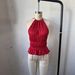 Women's Solid Color Pleated Halter Neck Top Summer Design Backless Tie Wear_ecoleips.com