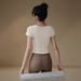 Nude Feel Skin Friendly Short Sleeve Sportswear Top With Bra Pads For Pilates Yoga High End Women's T-Shirt New Spring Style_ecoleips.com