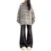 Black And Gray Non-tight Jeans Women, New Plus-size High-waisted, Hip-covering, Drapey, Slightly Flared Wide-leg Pants_ecoleips.com