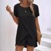 Women's Solid Color Asymmetrical Top And Shorts Set - Casual Summer Two-Piece Outfit_ecoleips.com