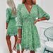 2026 European And American Cross-border Women's New Mid-length Dress, Waist-cinching Pullover, Bohemian Print,_ecoleips.com