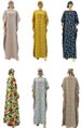 Women's Long Dress Sweat-Absorbing Ice Silk Elegant Loose Dubai Style Robe With Short Headscarf Two-Piece Set_ecoleips.com