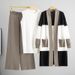Women's Clothing Women's Autumn Knitted Vest & Wide Leg Pants Set - Elegant Office Casual Three-Piece Outfit In Black/Burgundy/Coffee/Grey/Camel_ecoleips.com