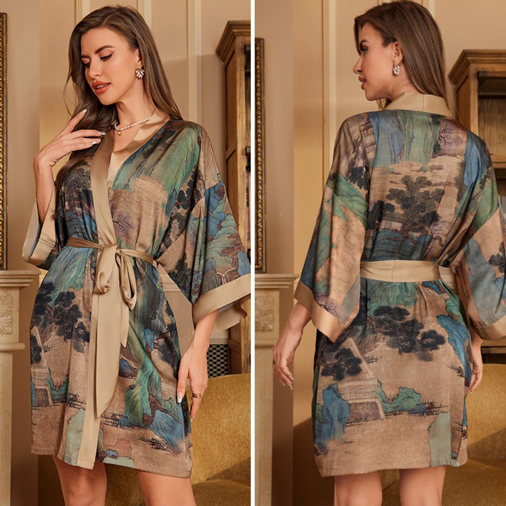 Women's Clothing Style Nightgown Female Luxury Noble Home Satin Bathrobe_ecoleips.com