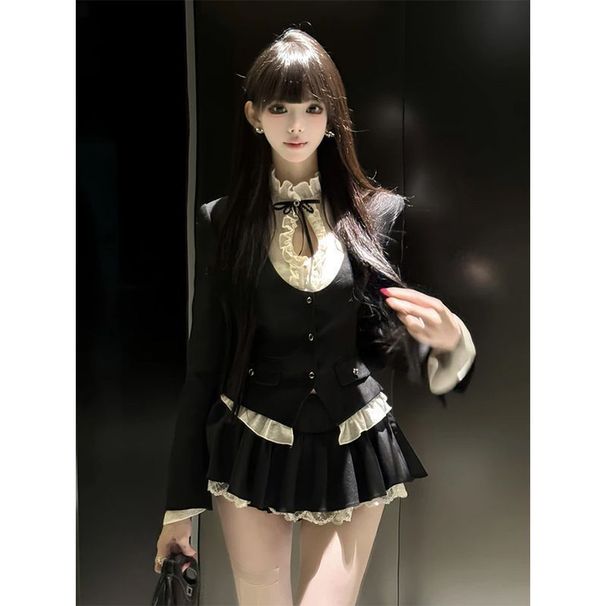 Korean-style Simple And Elegant Blazer, Shirt, Top, High-waisted Skirt, New Autumn Women's Three-piece Set_ecoleips.com