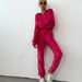 Urban Hoodie & Jogger Set - Women's Casual Long Sleeve Pullover With Pocket (Blue/Green/Rose Red)_ecoleips.com