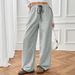 "Casual Drawstring Wide-Leg Pants – Elastic Waist Straight Trousers For Women (S-XL, Polyester, Grey)"_ecoleips.com