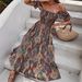 2026 Women Boho Bohemian Holiday Dress, One Shoulder Princess Sleeve Vacation Casual Maxi Dress_ecoleips.com