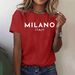 Women's Round Neck Short Sleeve T-Shirt Letter Print Top A77_ecoleips.com