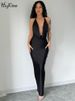 Hugcitar Swing Collar Halter Slip Sleeveless Backless Revealing Bandage Sexy Maxi Dress 2025 Summer Nightclub Party Women_ecoleips.com
