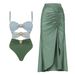 Women's Clothing New Arrival Swimsuit Women's Gold Plated Round Buckle Decorative Three-Color Hollow-Out Stitching Sexy Swimsuit Suit Women_ecoleips.com