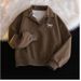 European And American Style POLO Collar Embroidered Composite Sweatshirt For Women, Autumn Large Size Loose Korean_ecoleips.com