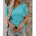 Women's Floral Embroidery Hollow Out Short Sleeve T-Shirt - Summer Fashion Blouse With Flounce Sleeve_ecoleips.com