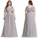 Women's Clothing New Fat Sister Bridesmaid Dress Wedding Annual Meeting Chiffon V Neck Banquet Long Dress_ecoleips.com
