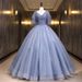 Women's Clothing Stage Performance Ball Gown – Elegant V-Neck A-Line Dress For Vocal Recitals & Hosting (XS-XXXL, Flared Skirt, Slimming Fit)_ecoleips.com
