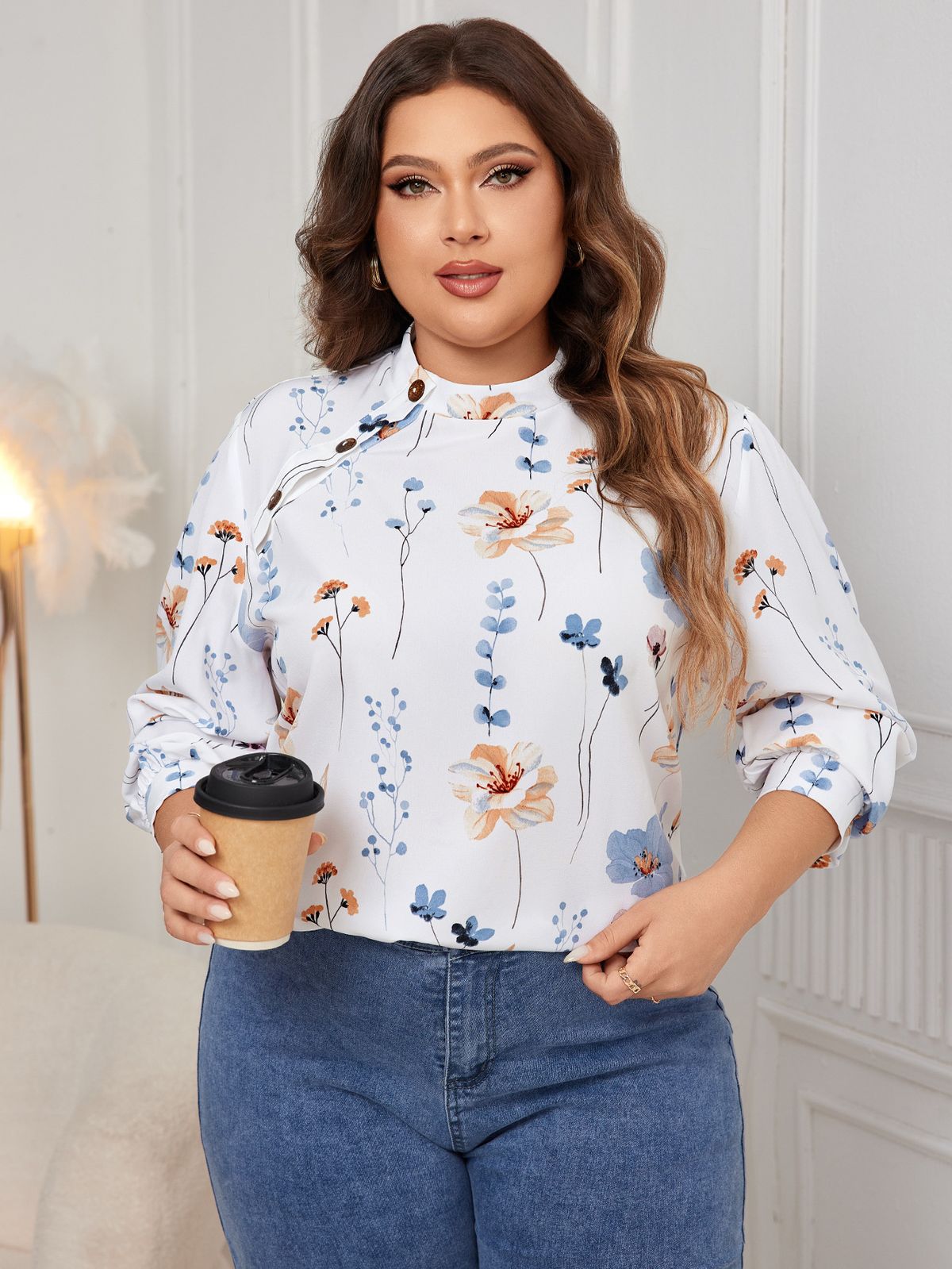 Women's Clothing Long Sleeved Shirts Tops Fashion Prints Fat Mm Large Size Shirts_ecoleips.com