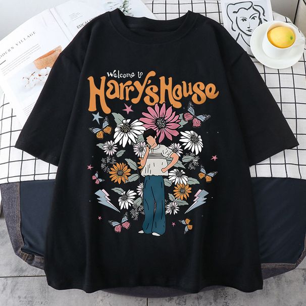 Harrys House Women T-shirts Cotton Summer Manga Graphic Short Sleeve Tee Soft Originality Slice Of Life Individualization_ecoleips.com