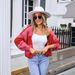 Oversized Color-Block Cardigan – Unisex Patchwork Knit Sweater Coat (S-XL, Pink/Blue/Red/Fuchsia)_ecoleips.com