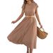 Real Shot Of 2026 Spring/summer European And American Casual Loose Short-sleeve Pocket Pleated Dress, Independent_ecoleips.com