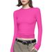 . European And American Cross-Border 2023 Autumn Women's New Solid Color Round Neck Slim Fit Base Shirt Long Sleeve_ecoleips.com