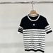 Summer New Style Five-Pointed Star Letter Jacquard Knit Short-Sleeve Striped Round-Neck Top For Women, Stylish And_ecoleips.com