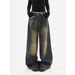 American Retro Washed Vintage Straight-Leg Jeans For Women, Autumn Design, Loose Fit, Draped Wide-Leg Floor-Length_ecoleips.com