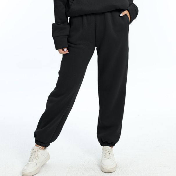 Women's High Waist Fleece Joggers Winter Athletic Cuffed Sweatpants Soft Thermal Lounge Pants with Functional Side Pockets_ecoleips.com