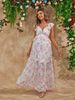 European And American Women's Fashion Cross-Border New Sexy Floral Backless Deep V-Neck Maternity Dress_ecoleips.com