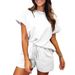 Women's Clothing Solid Color Round Neck Short Sleeved Tops Spring And Summer New Textured Fabrics Fashion Shorts Suits_ecoleips.com