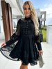 Women's Long Sleeved Dress Sexy Lace Trim INS Style Clothing_ecoleips.com