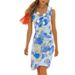 Women's Trendy Vacation Dress U‑Neck Sleeveless All‑Over Floral Print Loose‑Fit Midi Length Stylish Beach Resort Wear_ecoleips.com