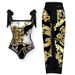 Women's Clothing new style style retro hot spring positioning printed swimsuit sexy lace one piece swimsuit two piece set_ecoleips.com