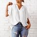 Women's Clothing Summer Casual Women's T-Shirt Chiffon Blouse V Neck Top Loose Fit New_ecoleips.com