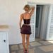 New Women's Adjustable Strap Lace V-neck Zipper Fashion Sexy Hot Girl Waist-cinching Skirt Set_ecoleips.com