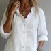 Voya Women's Elegant And Dignified European And American Spring Women's Black Fungus Border Lace Printed Cotton And Linen Sweet Shirt_ecoleips.com