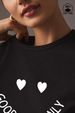 Women's Clothing Black Pure Cotton Women's Casual T-Shirt Heart Letter Print Round Neck Short Sleeve Fashionable Simple Top_ecoleips.com